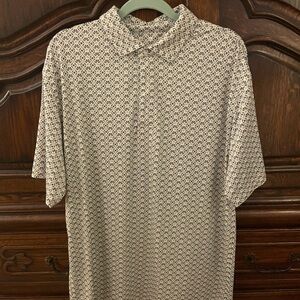 Men's Short-Sleeve Printed Polo Shirt - Blue & White